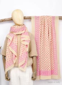 Sarah & Sally Baumwollschal Natur und Punkte